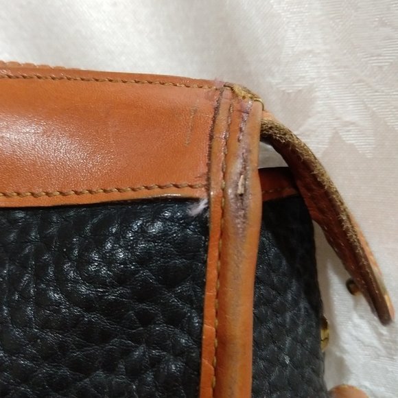 Vintage 80s Dooney & Bourke USA Brown Black Pebbled Leather Shoulder Satchel Bag - Picture 13 of 15